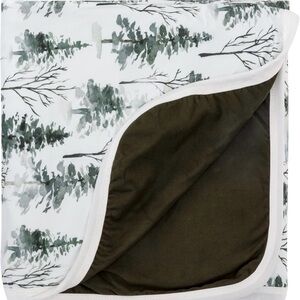 Premium Jersey Knit Forest Print Blanket with Olive Interior - Podibaby 50x50”